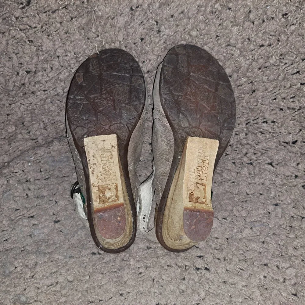 EL NATURALISTA-N789 Vereda Wedge-Tan/Brown Leather-Slingback-Sz 38-Near Mint - Picture 9 of 10